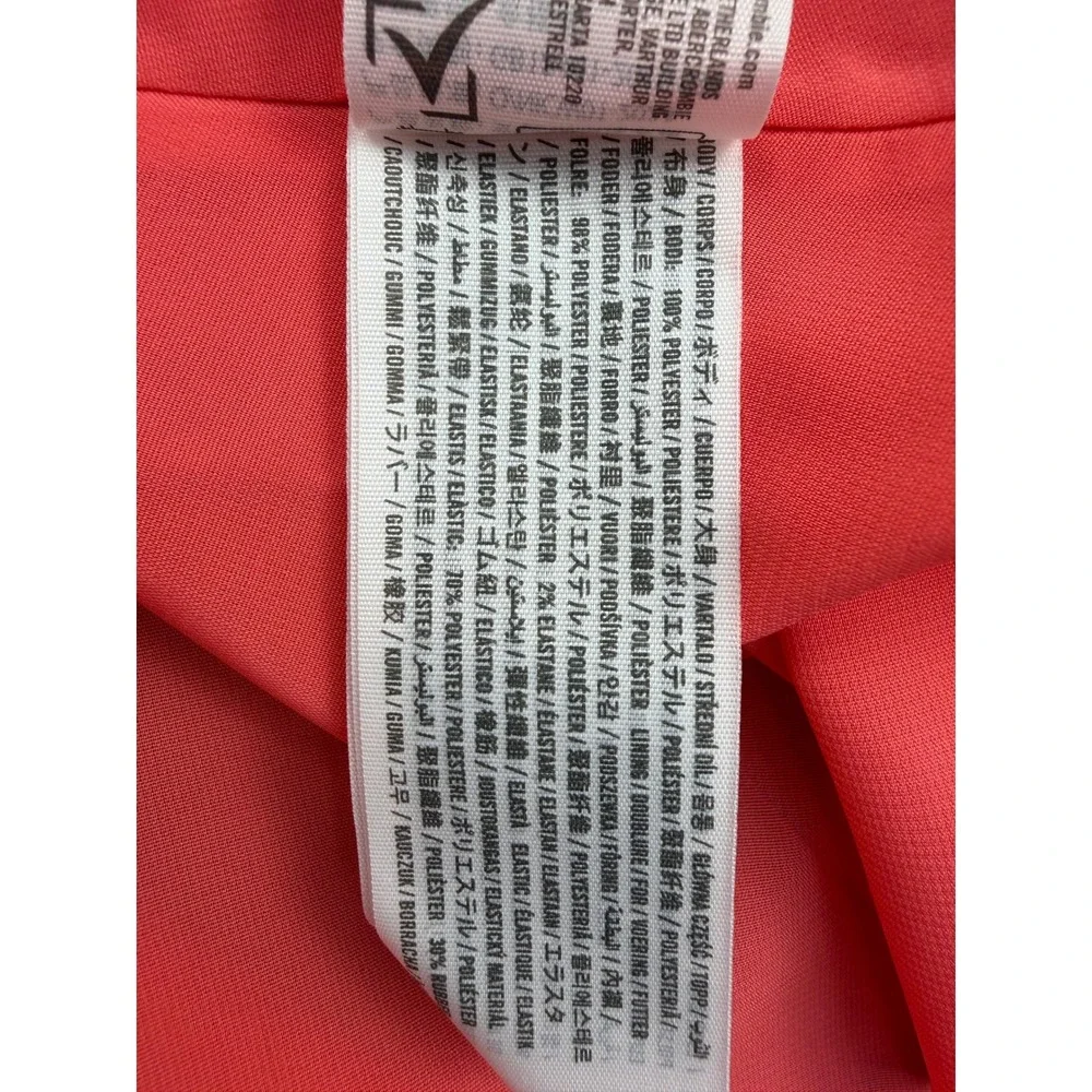 Abercrombie & Fitch Pink Red Colorblock Ruched Chiffon Maxi Dress XS NEW